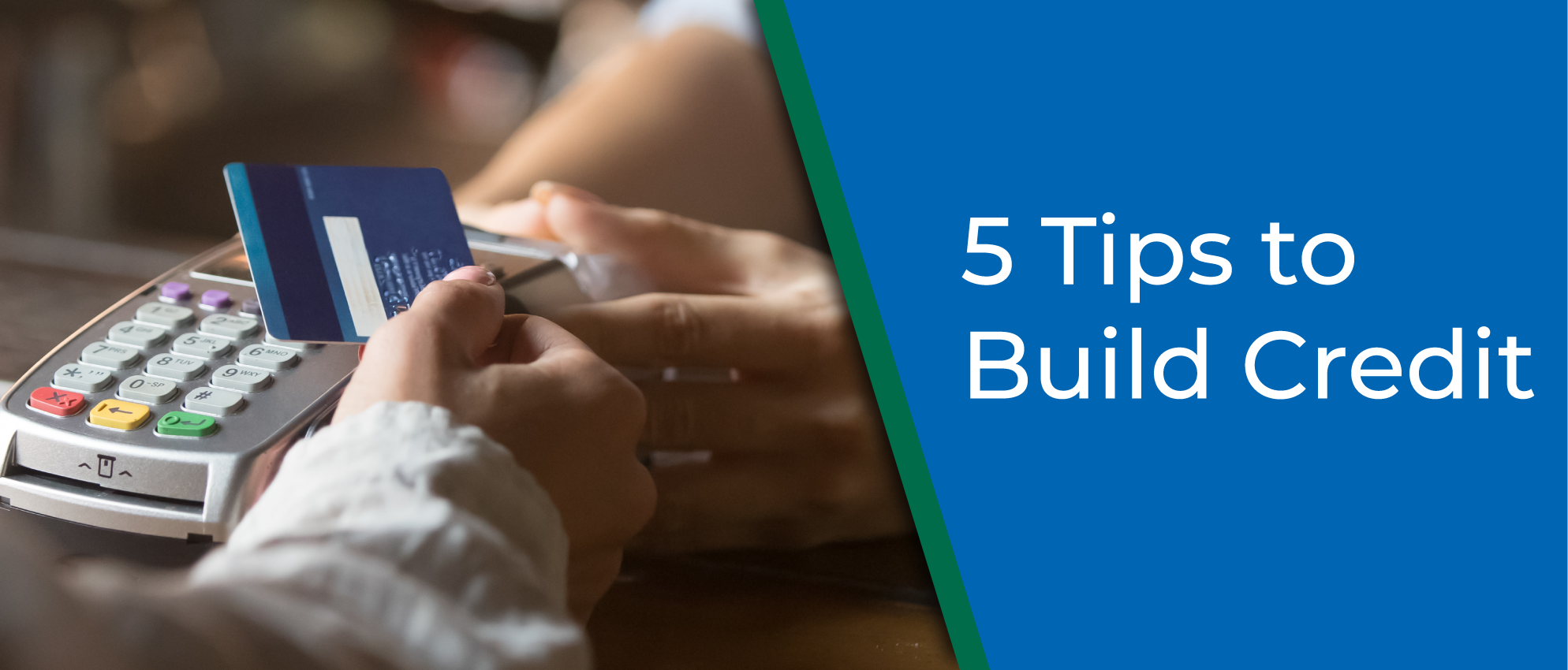 5 Tips To Build Credit - Young woman happily holding a credit card